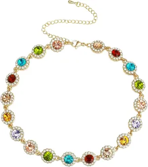 EleQueen Costume Crystal Choker Necklace for Women, Rhinsetone Prom Party Jewelry for Women