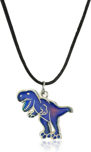 Ello Elli T-Rex Dinosaur Color Changing Mood Necklace - Stainless Steel Thermochromic Jewelry - Dinosaur Lover Gift
