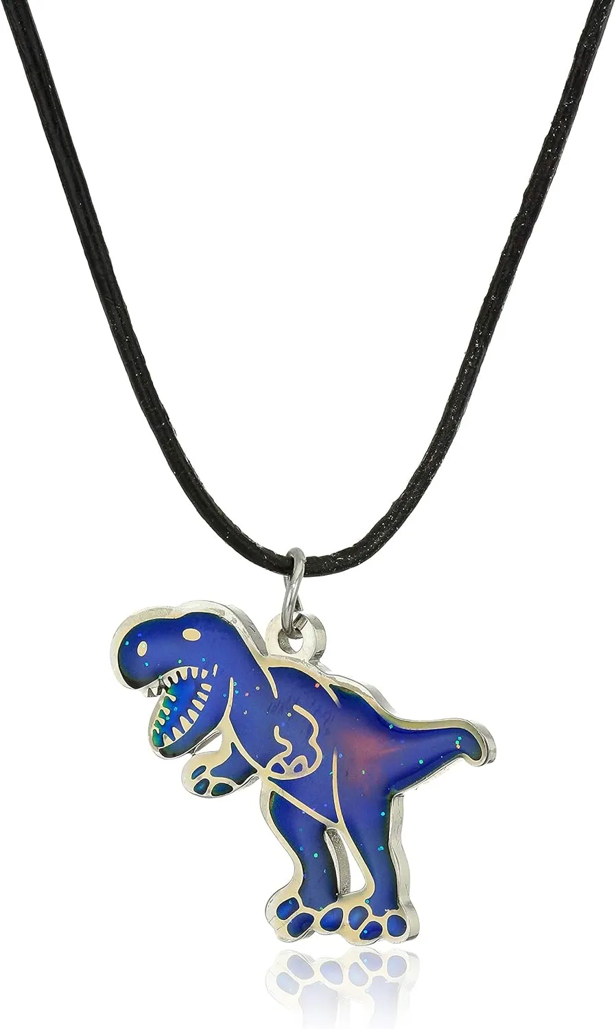 Ello Elli T-Rex Dinosaur Color Changing Mood Necklace - Stainless Steel Thermochromic Jewelry - Dinosaur Lover Gift