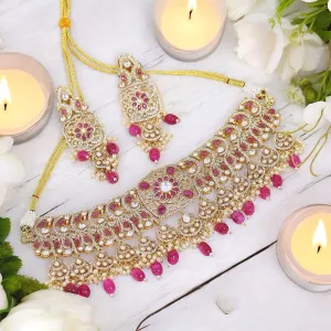 Emerald Elegance Classic Polki Choker Earrings Jewelry Set, Classic Polki Choker, Polki Earrings Set, Polki Necklace Set, Polki Bridal Jewelry, Bollywood Jewelry, Pakistani Polki Wedding Jewellery Set, Celebrity Jewellery Set