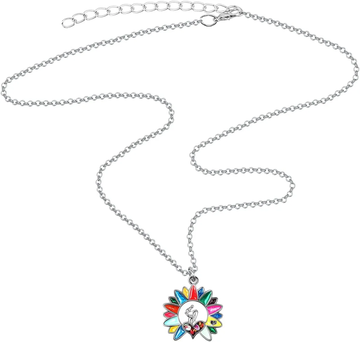 Enamel Alloy Statement Flower Necklace Mom and Daughter Pendant Mothers Day Gifts for Mom Women Fashion Jewelry