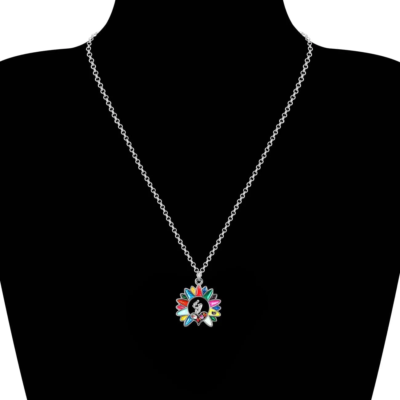 Enamel Alloy Statement Flower Necklace Mom and Daughter Pendant Mothers Day Gifts for Mom Women Fashion Jewelry