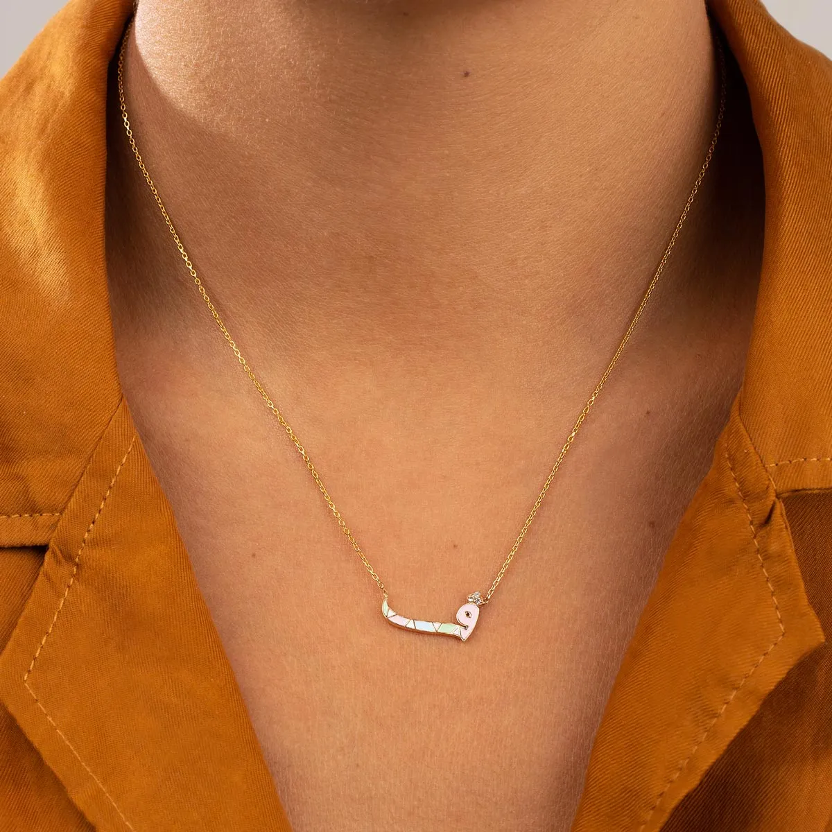 Enamel Letter ف Chain Necklace