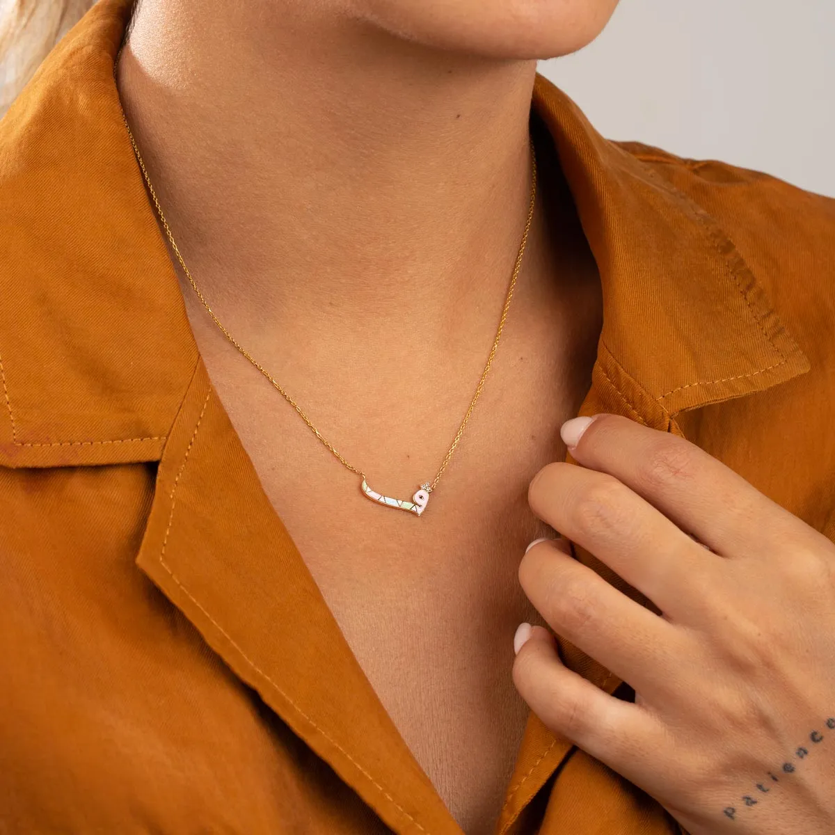 Enamel Letter ف Chain Necklace