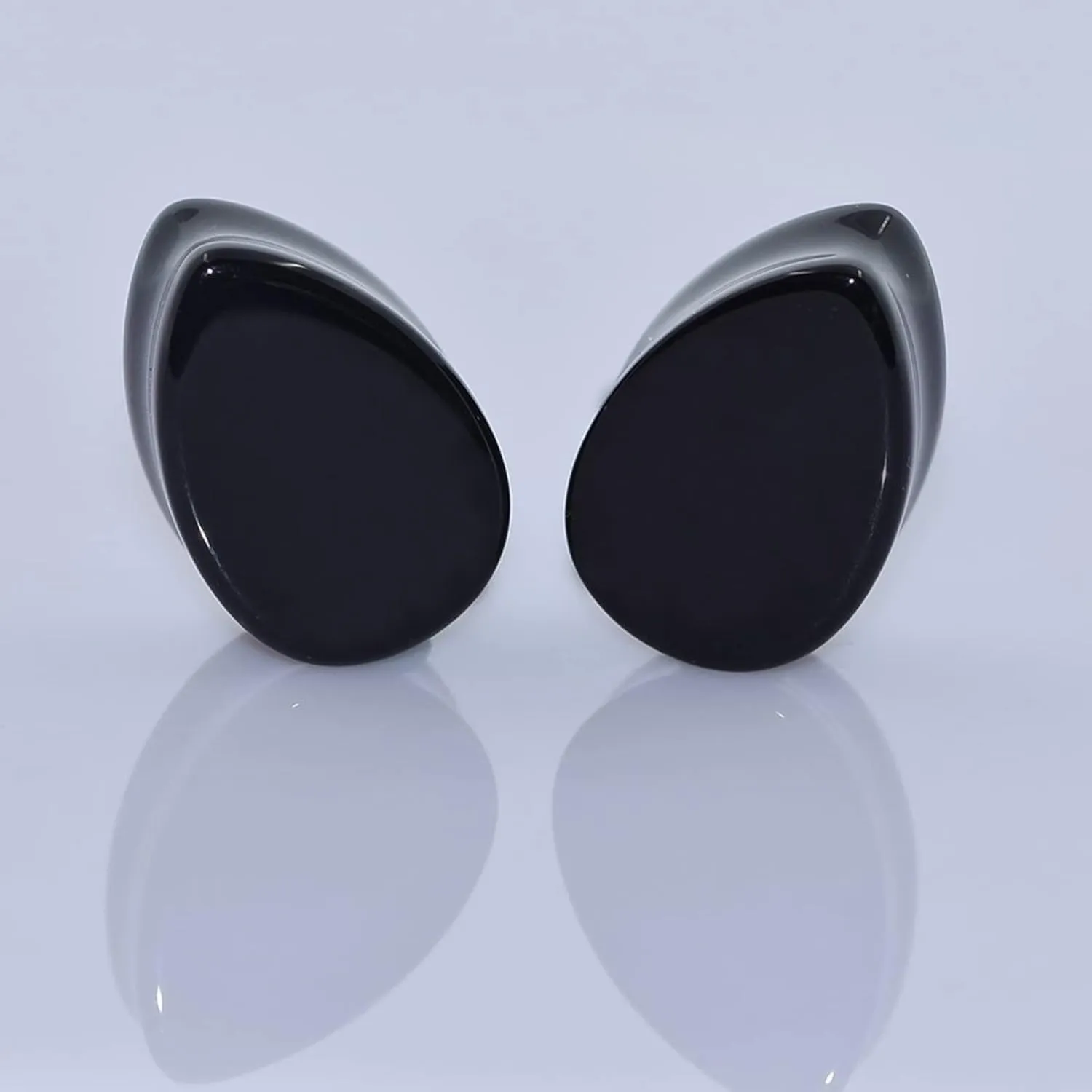 Epinki Body Jewelry Piercing, 1 Pair Ear Gauges Black Teardrop Shape Stone Women and Men Body Piercing Jewelry