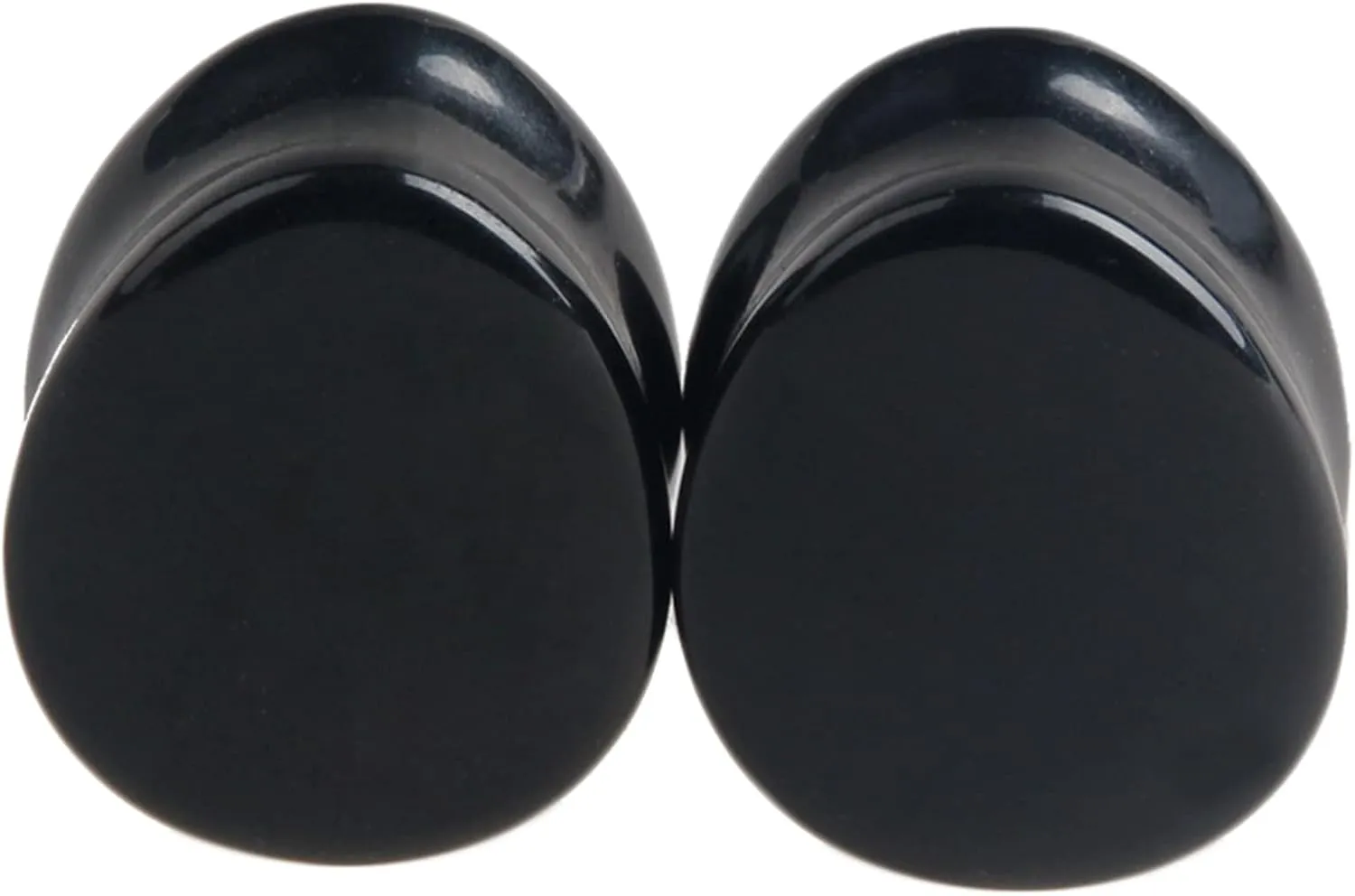 Epinki Body Jewelry Piercing, 1 Pair Ear Gauges Black Teardrop Shape Stone Women and Men Body Piercing Jewelry