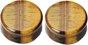Epinki Ear Gauge Plugs, 2PCS Ear Gauges Brown Stone Women and Men Gauges for Ears Double Flare