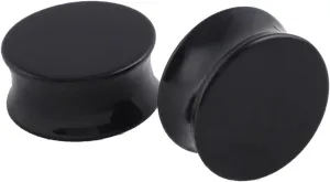 Epinki Ear Gauges Stretching Kit, 1 Pair Ear Tunnels Acrylic Black Round Shape Women and Men Tunnel Ear Gauges