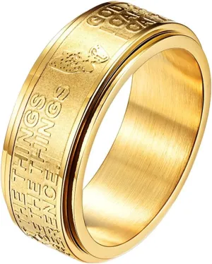 Epinki Fidget Ring for Men, Religious Rings, 8MM Stainless Steel Prayer Spinner Ring Size 7-12