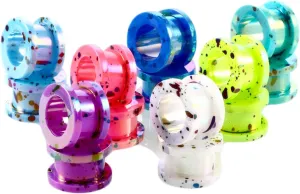 Epinki Gauge Ear Stretching, 14PCS Ear Gauges Acrylic Multicolor Hoop with Dot Pattern Women and Men Ear Gauges Plugs
