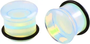 Epinki Gauge Stretching Kit, 1 Pair Ear Gauges Opal Stone Women and Men Ear Gauge Plugs