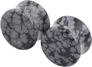 Epinki Gauges and Tunnels, 2PCS Ear Gauges Grey Snowflake Stone Women and Men Gauge Tunnels Set