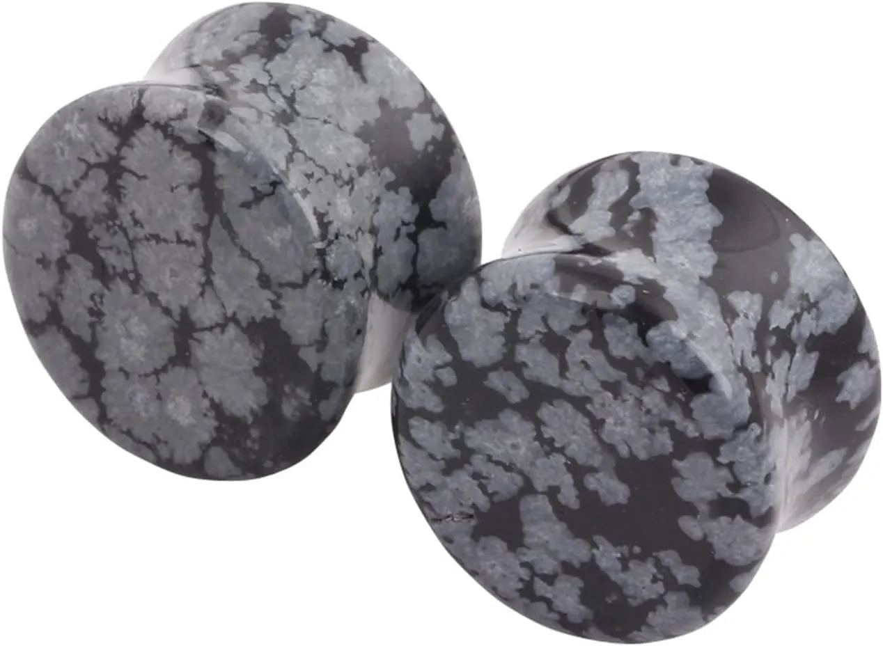 Epinki Gauges and Tunnels, 2PCS Ear Gauges Grey Snowflake Stone Women and Men Gauge Tunnels Set