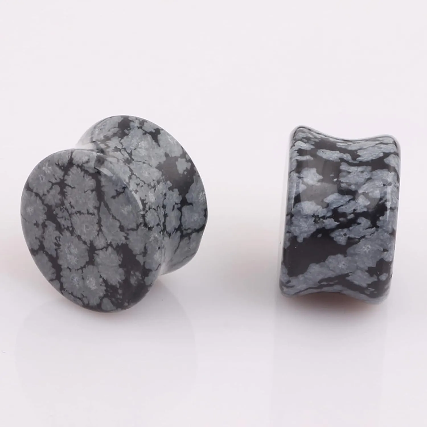 Epinki Gauges and Tunnels, 2PCS Ear Gauges Grey Snowflake Stone Women and Men Gauge Tunnels Set