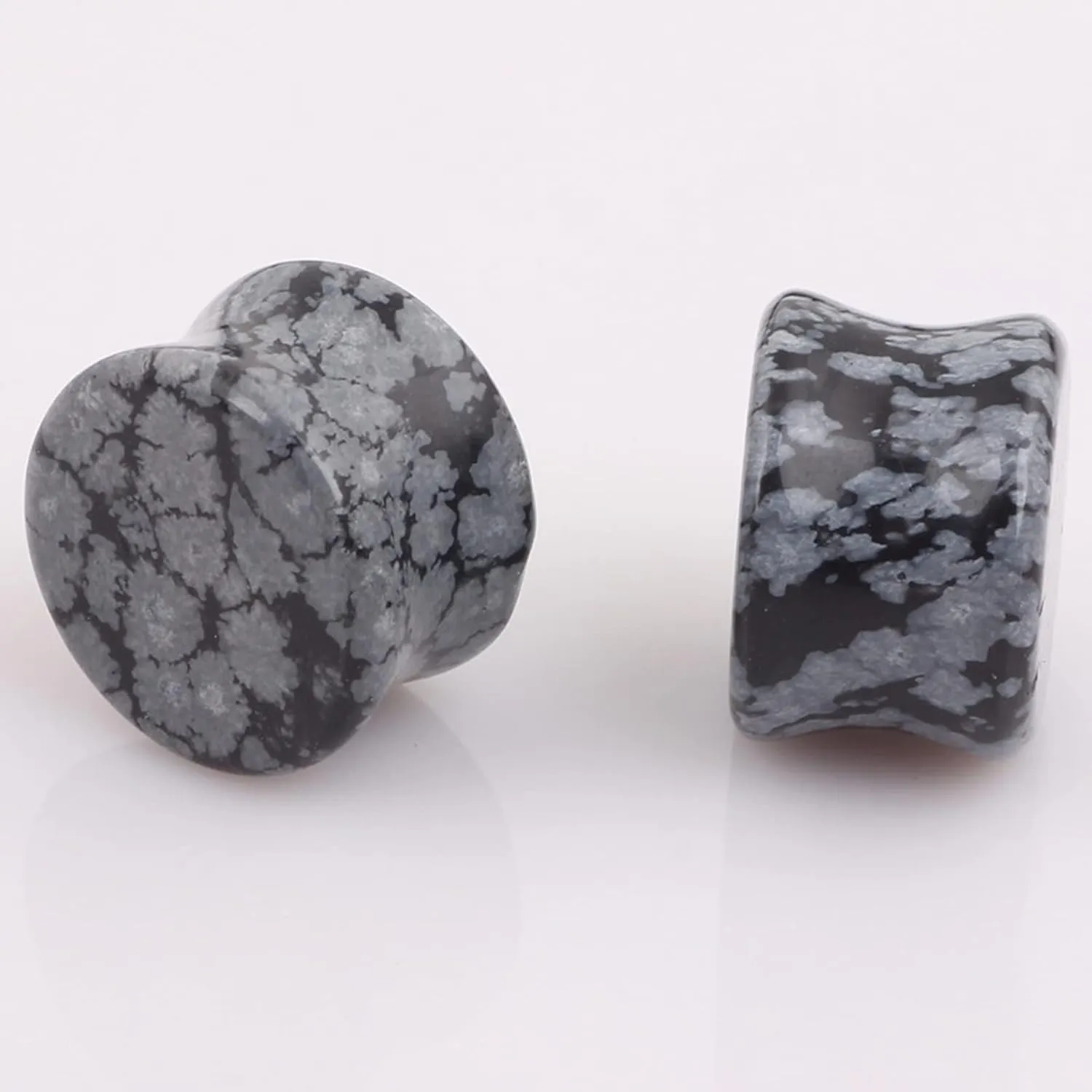 Epinki Gauges and Tunnels, 2PCS Ear Gauges Grey Snowflake Stone Women and Men Gauge Tunnels Set