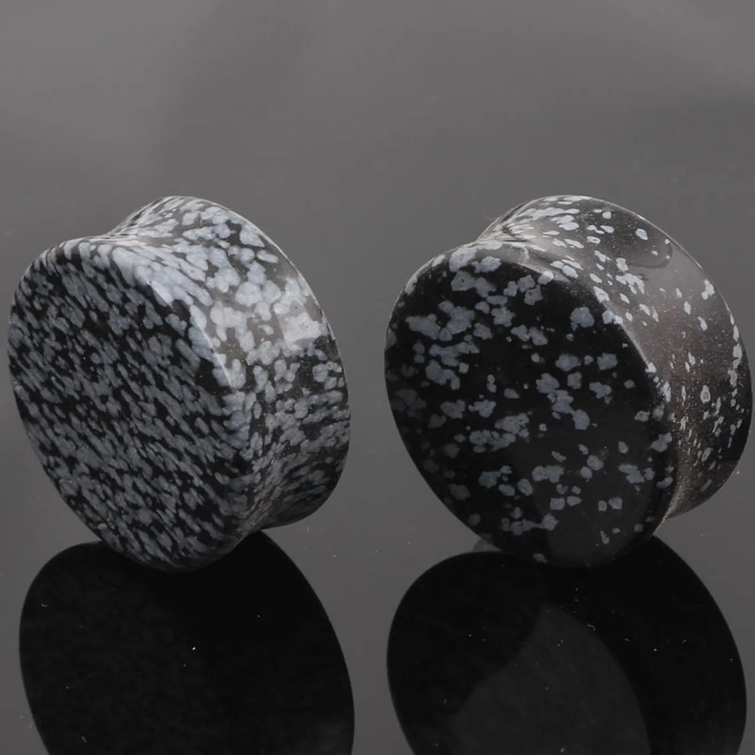 Epinki Gauges and Tunnels, 2PCS Ear Gauges Grey Snowflake Stone Women and Men Gauge Tunnels Set