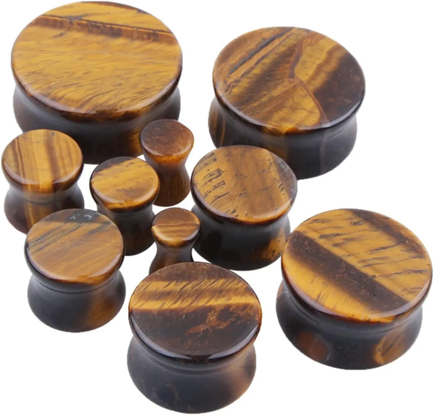 Epinki Gauges for Ears, 4PCS Ear Gauges Brown Stone Women and Men Double Flared Tunnels