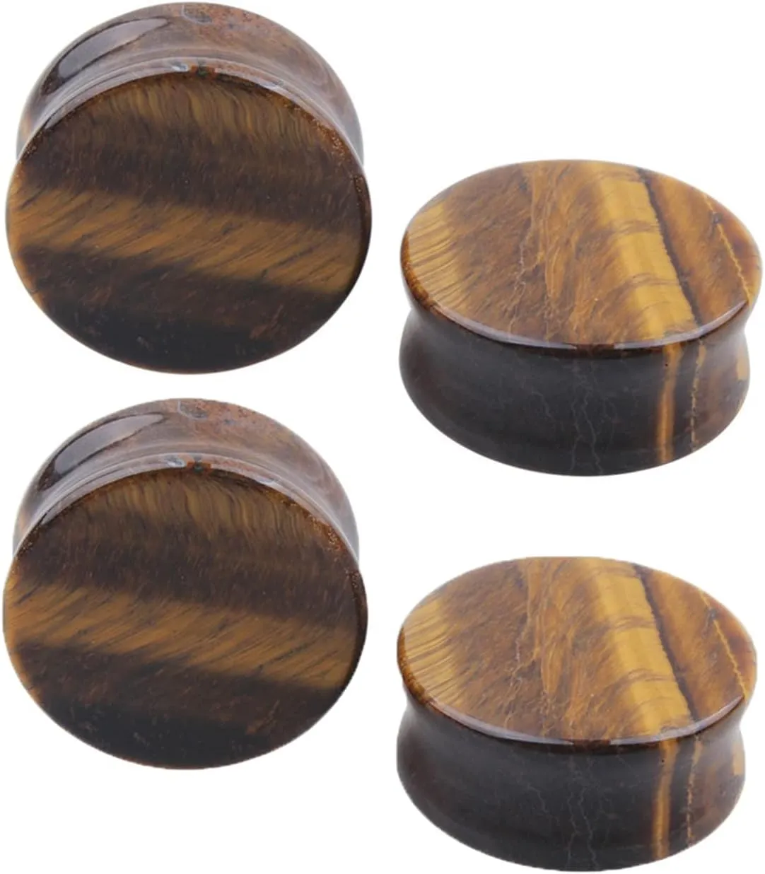 Epinki Gauges for Ears, 4PCS Ear Gauges Brown Stone Women and Men Double Flared Tunnels