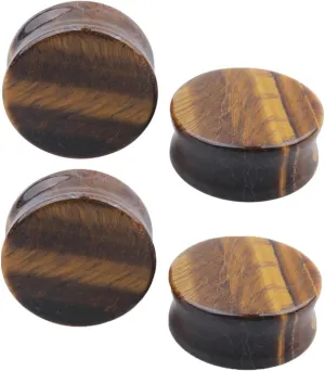 Epinki Gauges for Ears, 4PCS Ear Gauges Brown Stone Women and Men Double Flared Tunnels