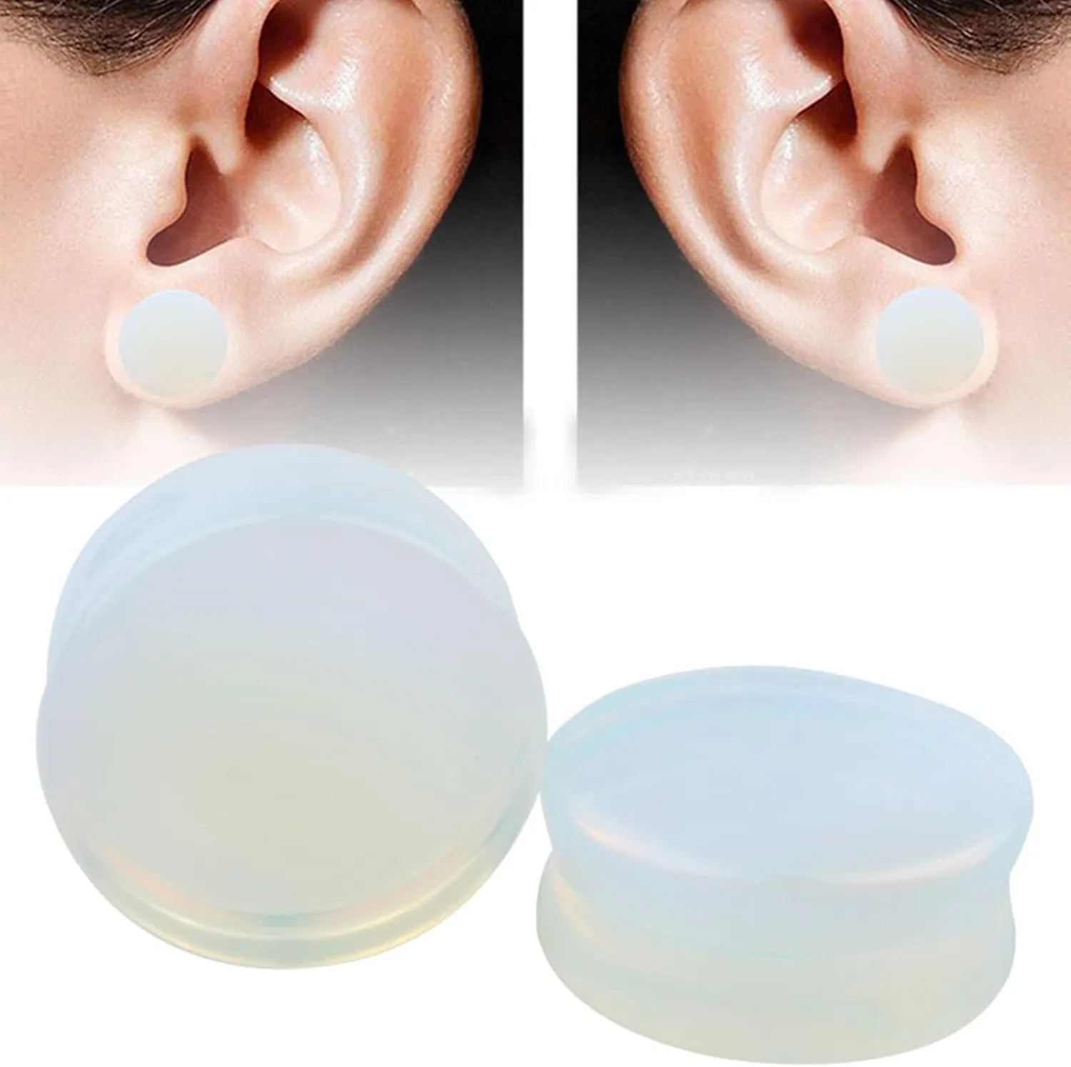 Epinki Mens Body Piercing Jewelry, 4PCS Ear Gauges Opal Stone Women Gauge Ear Stretching Kit