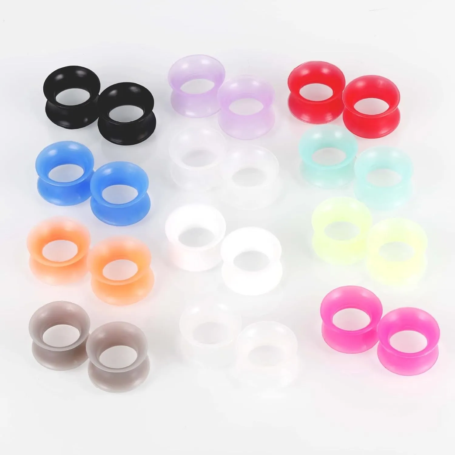 Epinki Plug Gauges for Ears, 24PCS Ear Gauges Silicone Multicolor Hoop Women and Men Body Piercing Jewelry