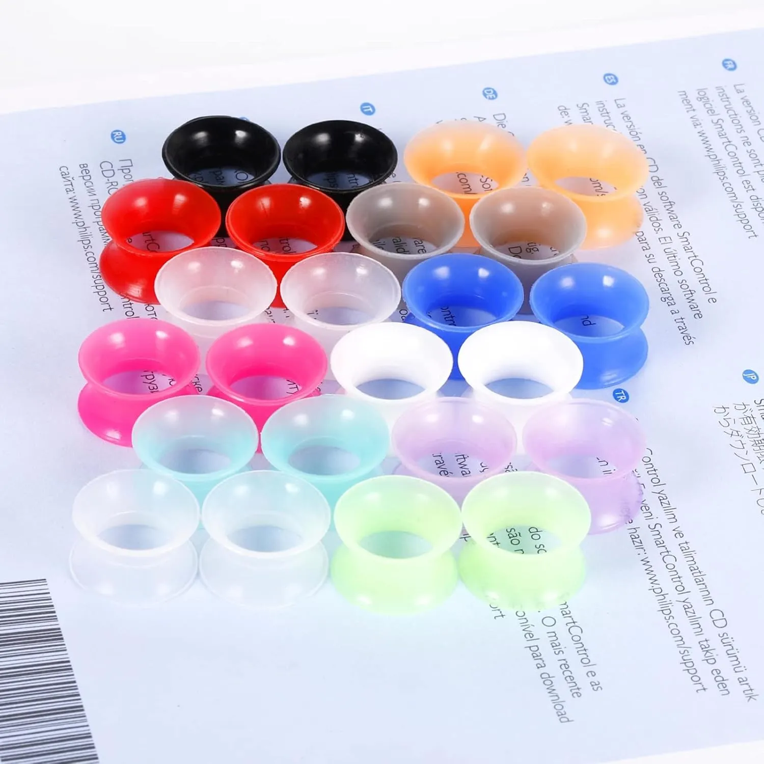 Epinki Plug Gauges for Ears, 24PCS Ear Gauges Silicone Multicolor Hoop Women and Men Body Piercing Jewelry