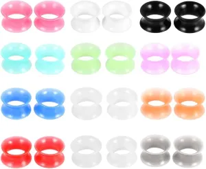 Epinki Plug Gauges for Ears, 24PCS Ear Gauges Silicone Multicolor Hoop Women and Men Body Piercing Jewelry