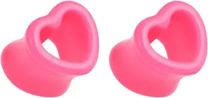 Epinki Plug Gauges for Ears, 2PCS Ear Gauges Acrylic Pink Heart Shape Ear Plugs Gauges Kit