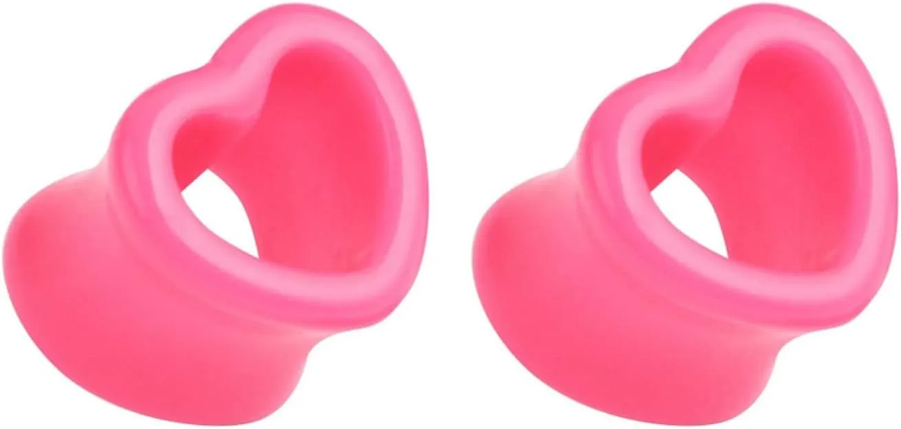 Epinki Plug Gauges for Ears, 2PCS Ear Gauges Acrylic Pink Heart Shape Ear Plugs Gauges Kit