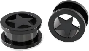 Epinki Stainless Steel Tunnel Gauges, 1 Pair Ear Gauges Black/Silver/Gold with Star Shape Women and Men Gauges for Ears Plugs
