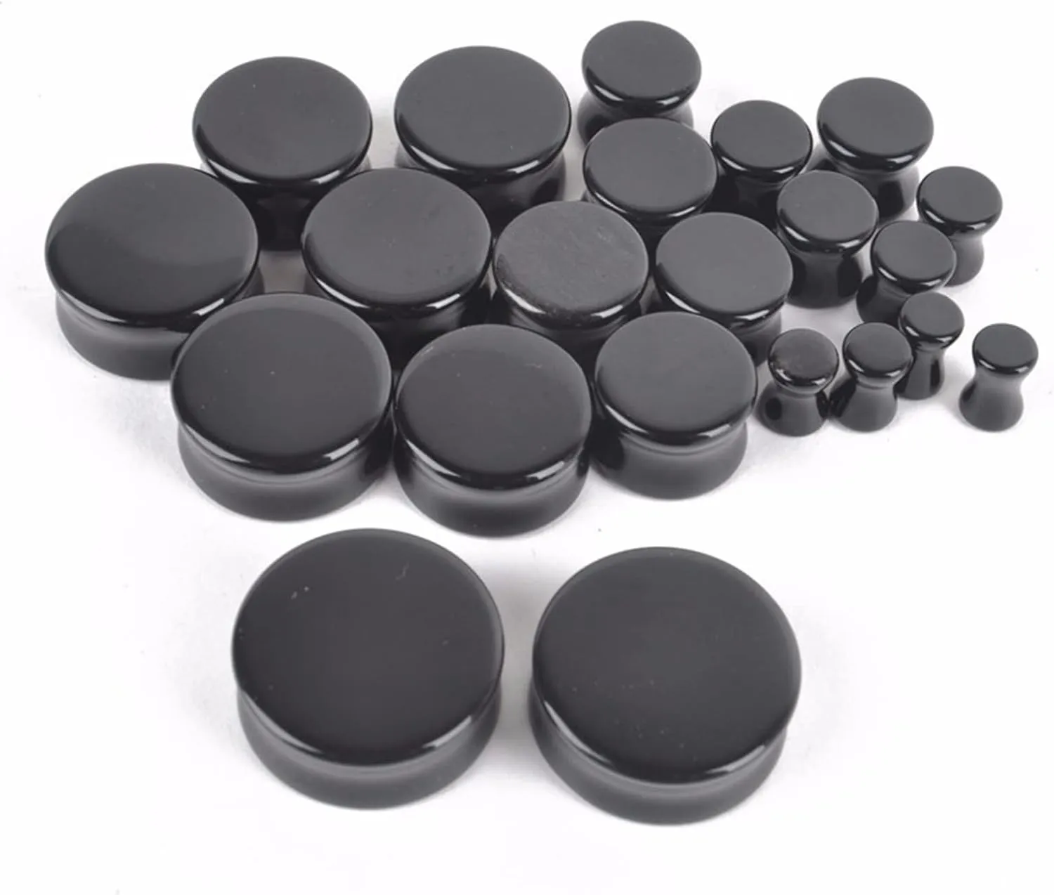 Epinki Stone Ear Gauge Kit, 2PCS Ear Gauges Black Stone Women and Men Ear Gauge Stretching Kit