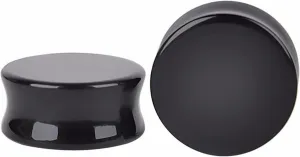 Epinki Stone Ear Gauge Kit, 2PCS Ear Gauges Black Stone Women and Men Ear Gauge Stretching Kit