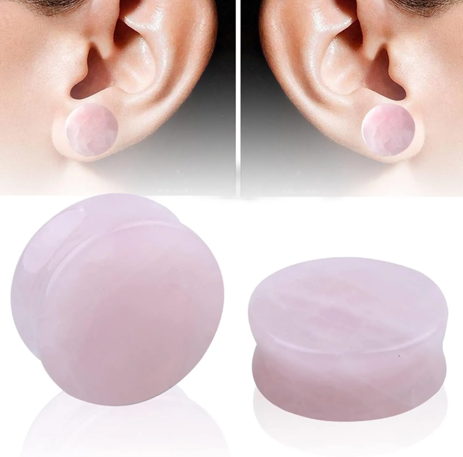 Epinki Stretching Kit, 2PCS Ear Gauges Pink Stone Women and Men Body Piercing Jewelry Kit