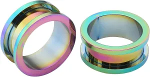 Epinki Tunnels for Women Ears, 2PCS Ear Gauges Stainless Steel Multicolor Hoop Gauges Kit Ear Stretching