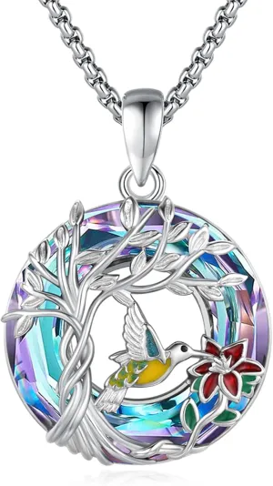 Eusense Hummingbird Necklace for Women Men 925 Sterling Silver Hummingbird Pendant Hummingbird Jewelry Humming Bird Necklaces Gifts for Mom Grandma Her Him