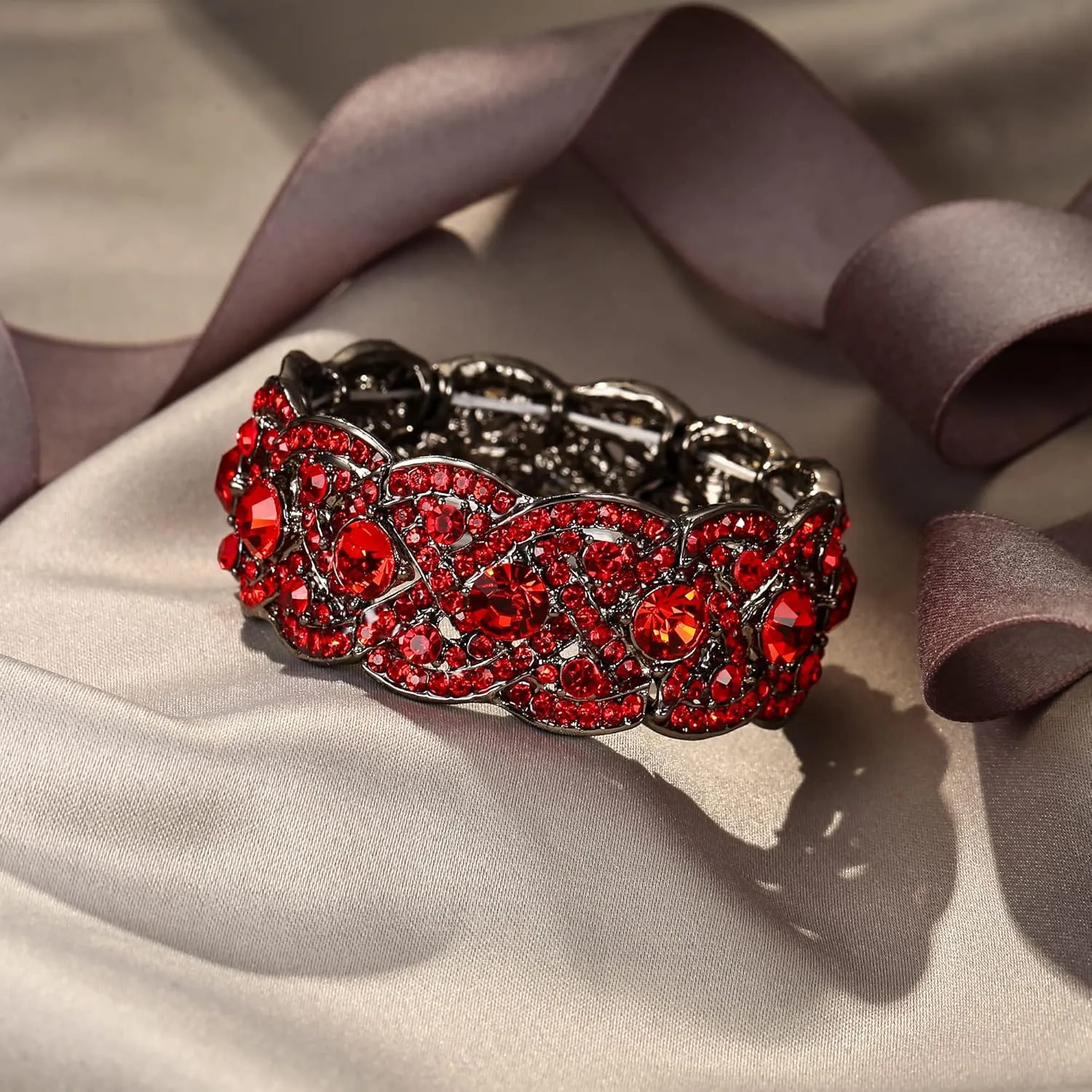 EVER FAITH Austrian Crystal Costume Jewelry Art Deco Elastic Stretch Bracelet