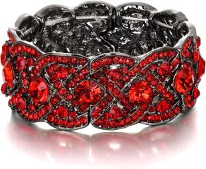 EVER FAITH Austrian Crystal Costume Jewelry Art Deco Elastic Stretch Bracelet