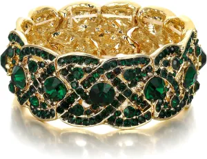 EVER FAITH Austrian Crystal Costume Jewelry Art Deco Elastic Stretch Bracelet