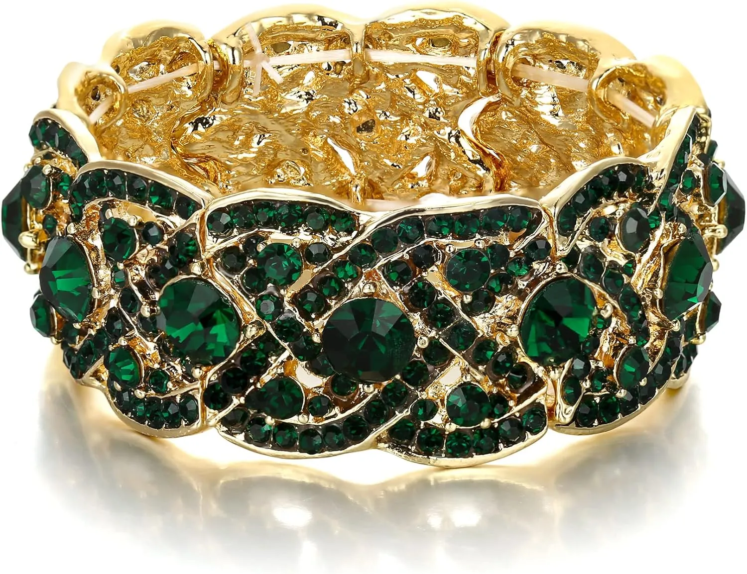 EVER FAITH Austrian Crystal Costume Jewelry Art Deco Elastic Stretch Bracelet