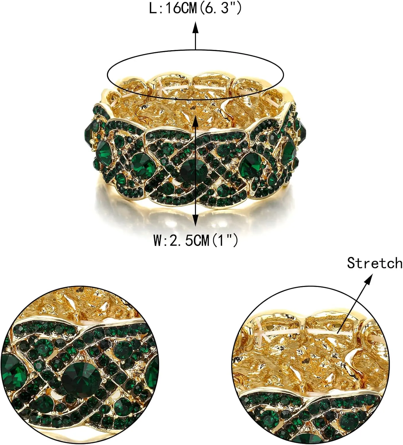 EVER FAITH Austrian Crystal Costume Jewelry Art Deco Elastic Stretch Bracelet