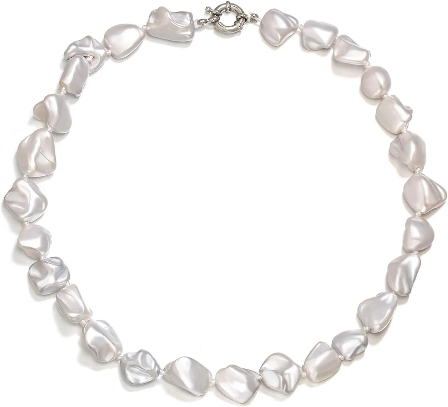 EVER FAITH Vintage Chunky Baroque Shell Pearls Charm Collar Necklace Dainty Fashion Boho Irregular Beaded Birthday Wedding Jewelry for Women