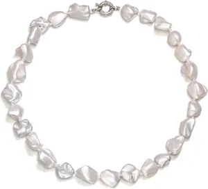 EVER FAITH Vintage Chunky Baroque Shell Pearls Charm Collar Necklace Dainty Fashion Boho Irregular Beaded Birthday Wedding Jewelry for Women