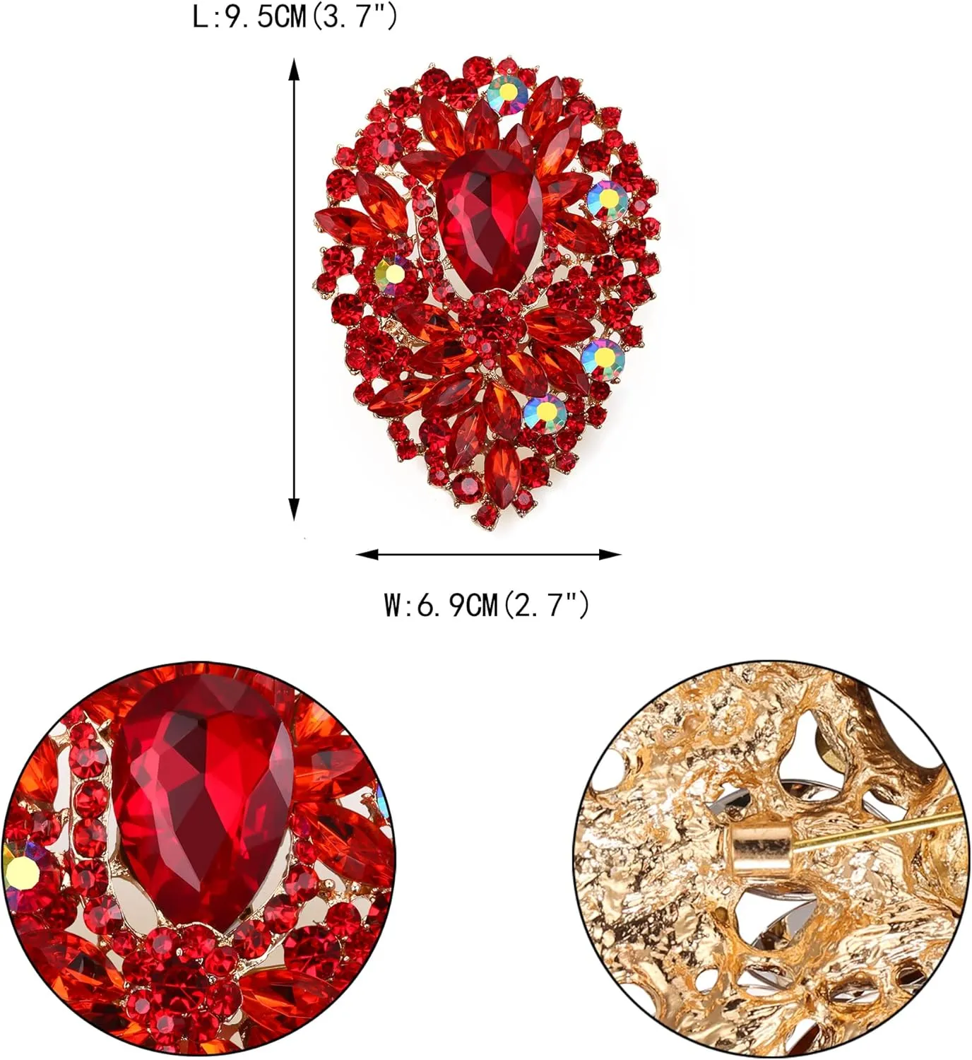 EVER FAITH Women's Oval Rhinestone Crystal Vintage Style Flower Cluster Brooch Pin for Banquet