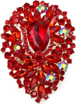 EVER FAITH Women's Oval Rhinestone Crystal Vintage Style Flower Cluster Brooch Pin for Banquet