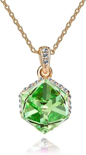EVEVIC Color Changing Cubic Austrian Crystal Pendant Necklaces for Women 14K Gold Plated Hypoallergenic Jewelry