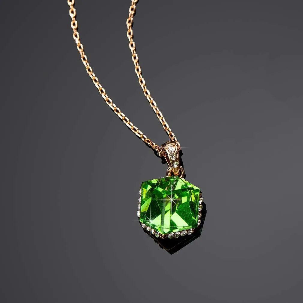 EVEVIC Color Changing Cubic Austrian Crystal Pendant Necklaces for Women 14K Gold Plated Hypoallergenic Jewelry
