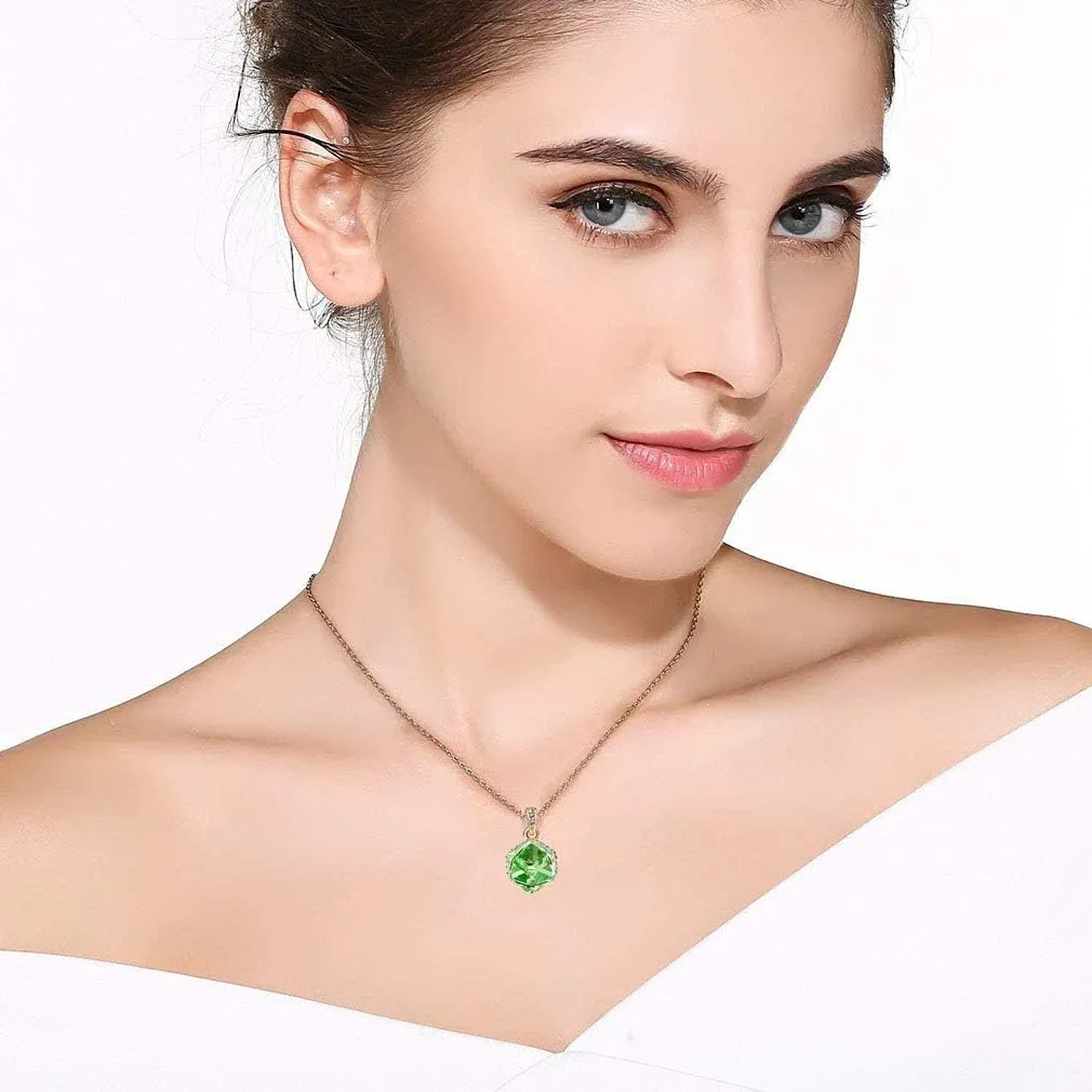 EVEVIC Color Changing Cubic Austrian Crystal Pendant Necklaces for Women 14K Gold Plated Hypoallergenic Jewelry