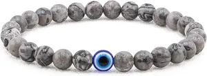 Evil Eye Bracelet 6mm Natural Stretch Adjustable Beaded Bracelets for Men