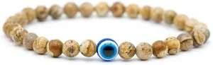 Evil Eye Bracelet 6mm Natural Stretch Adjustable Beaded Bracelets for Men