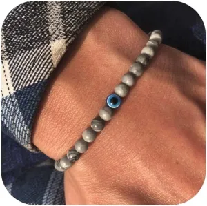 Evil Eye Bracelet 6mm Natural Stretch Adjustable Beaded Bracelets for Men